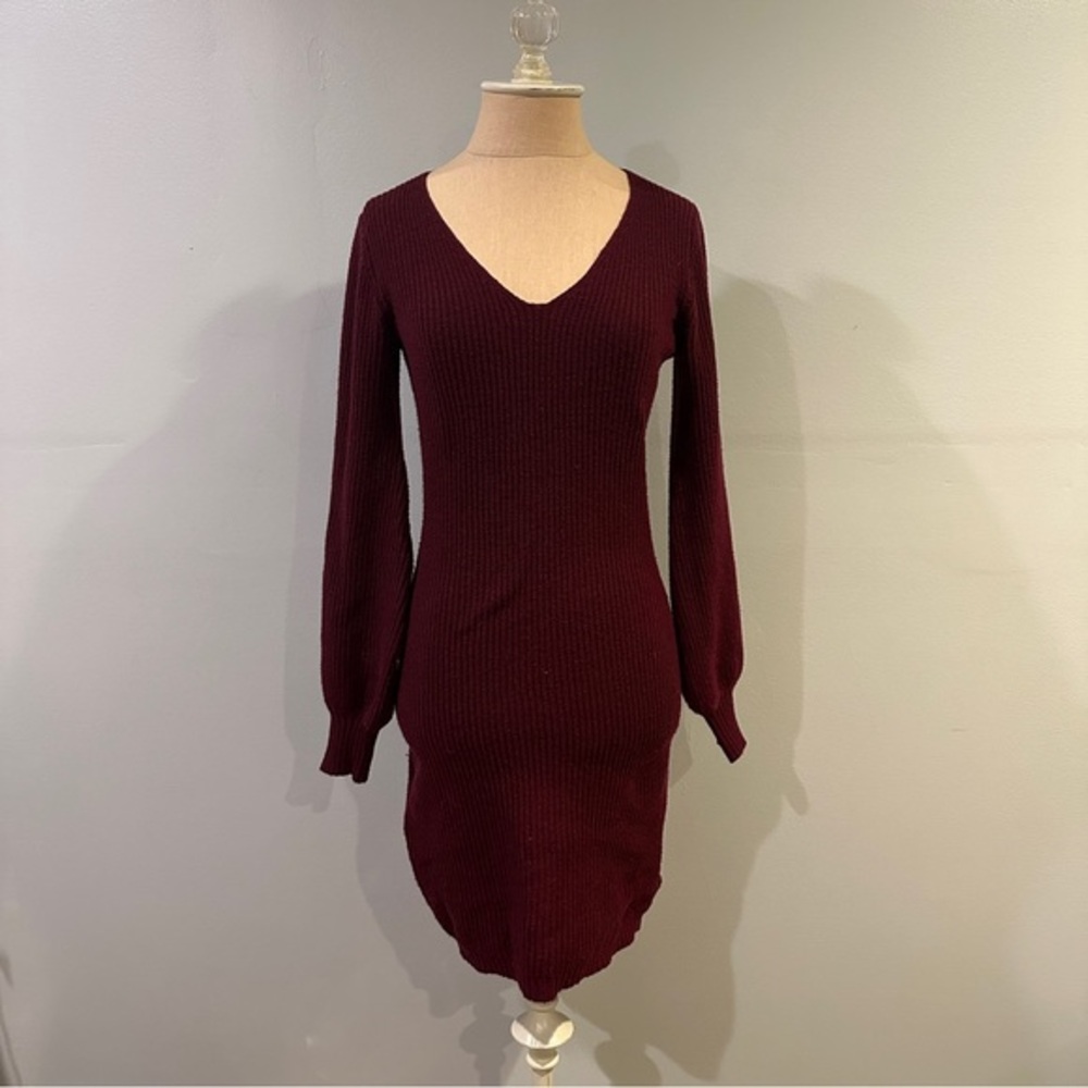 Lulu's Burgundy Long Sleeve Dress
